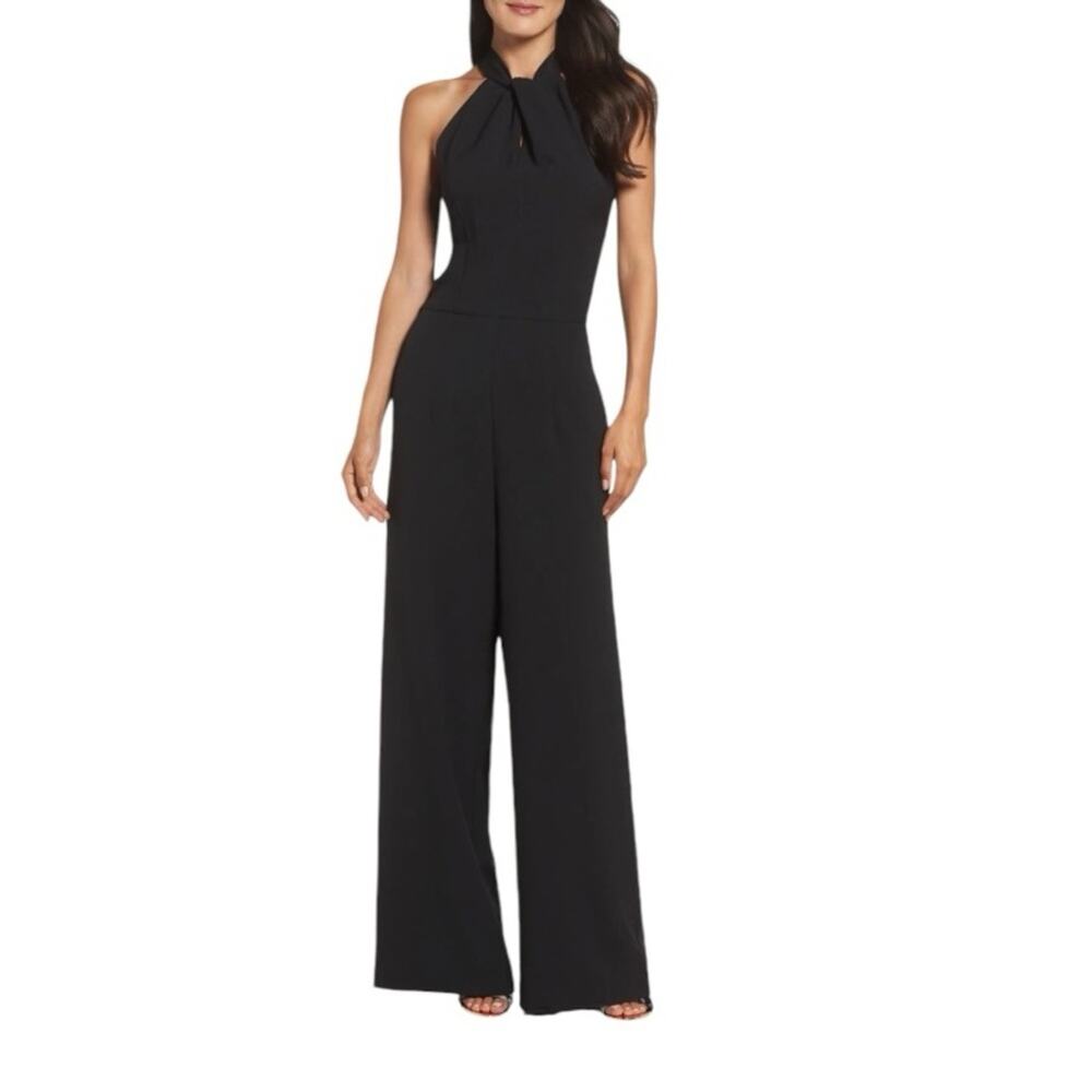 Julia Jordan Halter Wide Leg Cocktail‎ Jumpsuit Black New Large